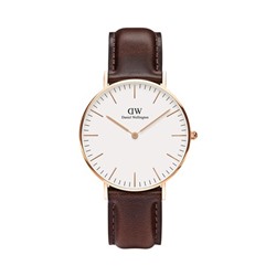 Reloj de cuarzo de piel y chapado en oro rosa Classic Bristol