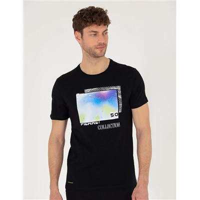 Black Slim Fit Print Print Cycling Bike T -For