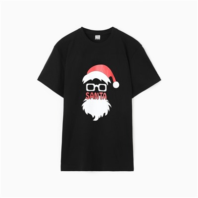 Футболка мужская НГ "Santa", цвет чёрный, размер 56