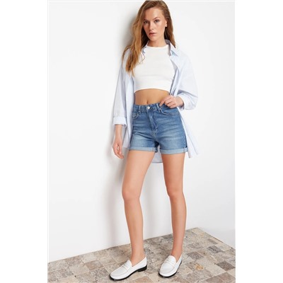 Blue Fold Folding Denim Shorts Twoss24sr00100