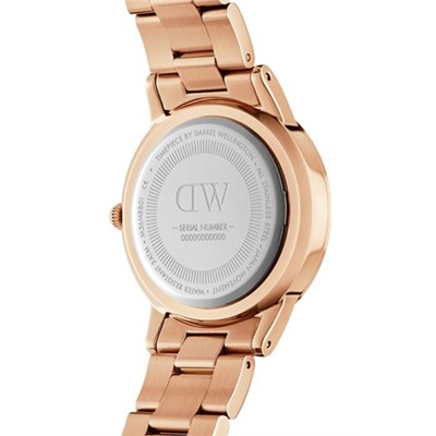 Reloj de cuarzo de acero y chapado en oro rosa Link Amber 32