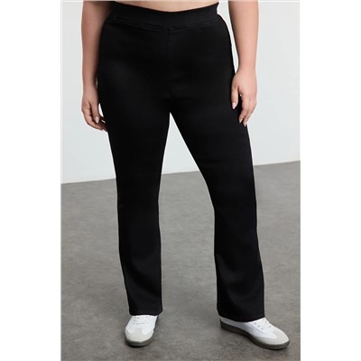 Черная высокая талия гибкая талия испанская пайка Flare Flare Fit Jeans TBBAW25CJ00032