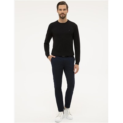 Black Slim Fit Bike Neck Basic вязаный свитер