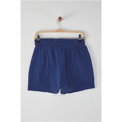 Navy Blue Muslin Beach Short TBESS25SR00008