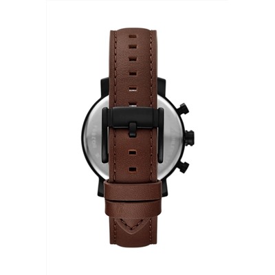 Reloj de cuarzo de piel - Marrón y negro