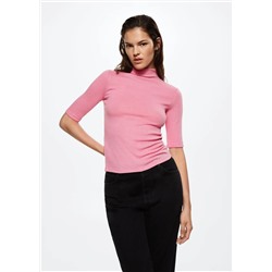 Camiseta canalé cuello vuelto -  Mujer | MANGO OUTLET España