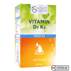 Nature's Supreme Витамин D3 + K2 20 мл Капли