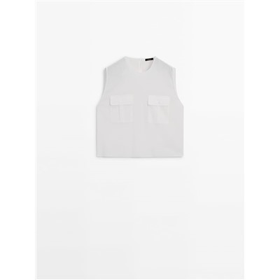 Top fluido algodón bolsillos