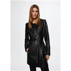 Trench cremalleras efecto piel -  Mujer | MANGO OUTLET España