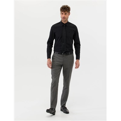 Black Slim Fit Basic рубашка с длинным рукавом