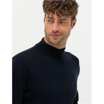 Navy Blue Slim Fit Half Fisherman воротник базовый трикотажный свитер