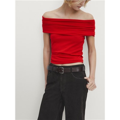 Knit top with draped detail