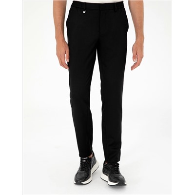Черный бывший Тканевые штаны Slim Fit