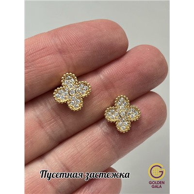 Серьги из медицинской стали с цирконом С7/7 золото