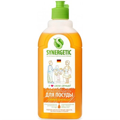Гель для мытья посуды антибактериальный Synergetic (Синергетик) Сочный апельсин, 500 мл