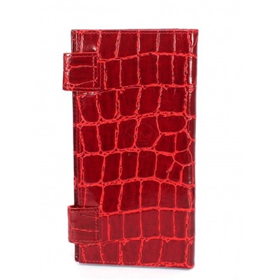 Портмоне женское Croco-ПР-960 натуральная кожа 4 отд,  8 карм,  красный скат (74)  263599