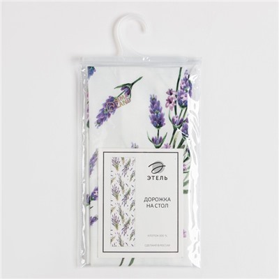 Дорожка на стол Этель Lavender 30×70 см, 100% хлопок, саржа 190 г/м², белая