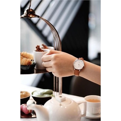 Reloj de cuarzo de piel Petite Durham - Marrón claro y plateado