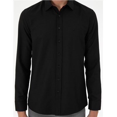 Black Oxford Slim Fit рубашка с длинным рукавом
