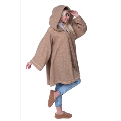 Пончо стильное из верблюжьей шерсти с капюшоном WITH HOOD CAMEL, цвет Camel, цвет КОРИЧНЕВЫЙ