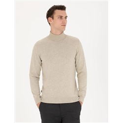 Песчанный меландж Slim Fit Fisherman воротник базовый трикотажный свитер