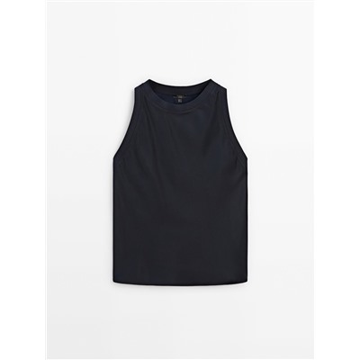Top satinado detalle rib