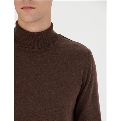 Brown Slim Fit Fisherman воротниц Основной вязаный свитер