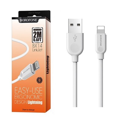 Кабель USB - Lightning BOROFONE BX14 (белый) 2м