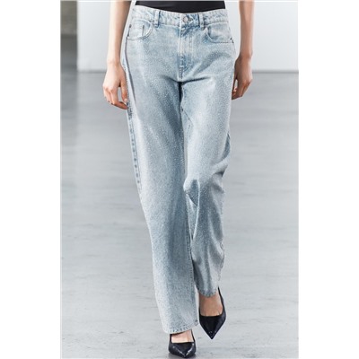JEANS ZW COLLECTION WIDE LEG TIRO ALTO BRILLOS
