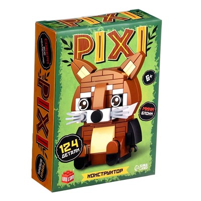 Конструктор блочный «PIXI. Енот», животные, мини блоки, 124 детали