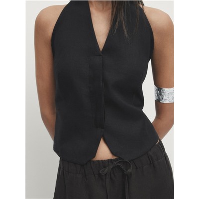 Chaleco halter 100% lino