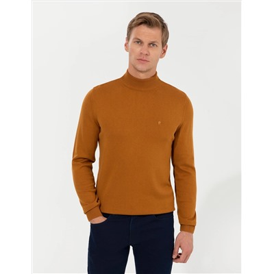Brown Slim Fit Half Fisherman воротник базовый трикотажный свитер
