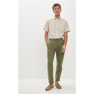 Брюки льняные мужские F211-0871 оливковые
