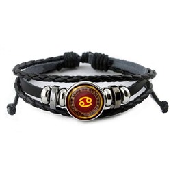 BSK-0303 Кожаный браслет Знаки Зодиака - Рак