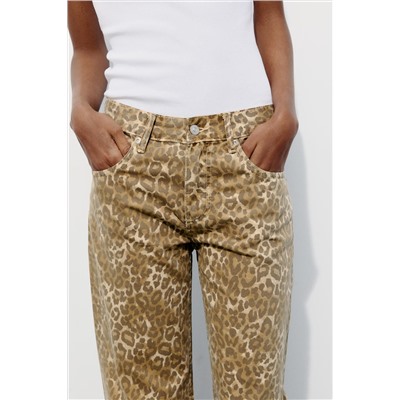 JEANS TRF WIDE LEG TIRO MEDIO ESTAMPADO ANIMAL