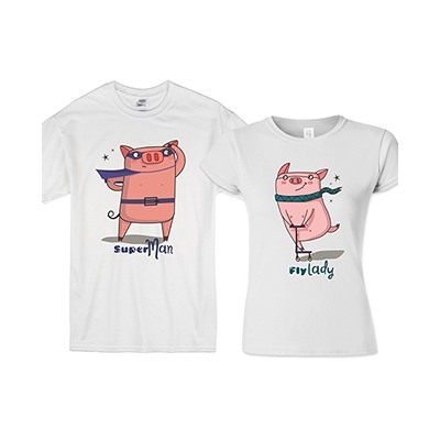 Парные футболки "SuperMan and FlyLady" pig