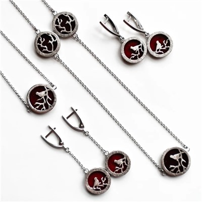 Серебряные серьги с янтарём E10099-1RV