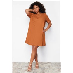 Brown A-Line Cupt-Out Detailly Ditting Dress TBBSS22EL2986