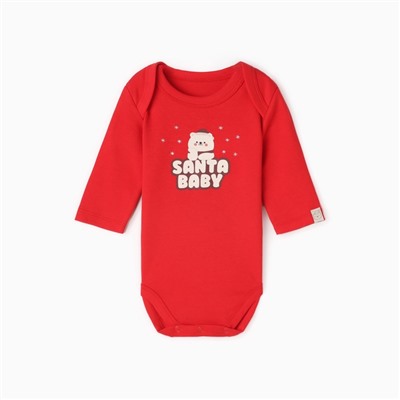 Боди с длинным рукавом Крошка Я Santa baby, рост 86-92 см