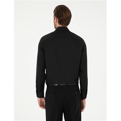 Black Slim Fit рубашка с длинным рукавом Amelor