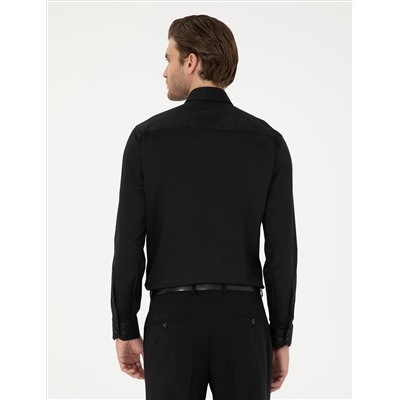 Черный бывший Slim Fit Основная рубашка с длинным рукавом
