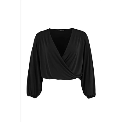 Black Balloon Eleve Cruve Cruve вязание урожая блуза TBBAW23AF00029