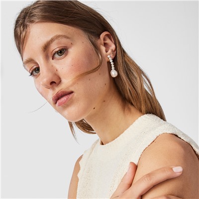 Pendientes Gloss - plata bañada en oro 18 kt - perla cultivada de agua dulce