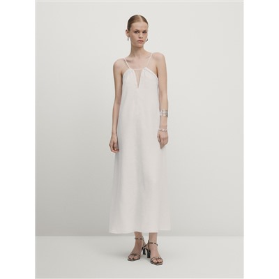 Vestido 100% lino solapas