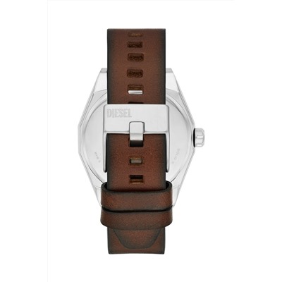 Reloj de cuarzo de piel - Marrón y plateado