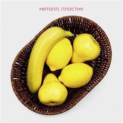 Корзинка для фруктов и хлеба Доляна «Огайо» 28×21×7,5 см, пластик, плетёная, овальная, коричневая