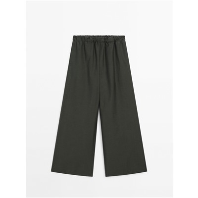 Pantalón wide leg cintura elástica