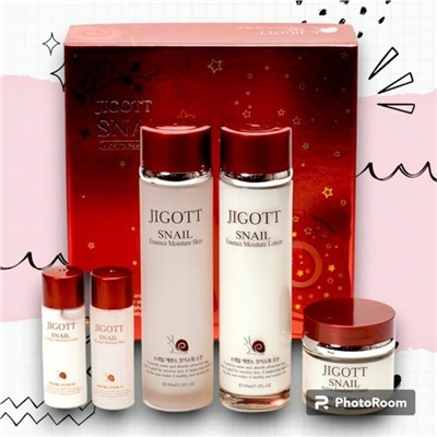 JIGOTT. Набор средств для лица с муцином улитки, SNAIL ESSENCE MOISTURE SKIN CARE 3SET