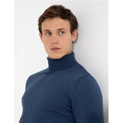 Индиго меландж Slim Fit Friendman воротник основной трикотажный свитер