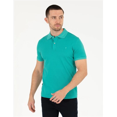 Зеленая слабая полоса Polo Yaka Mercerized T -For
